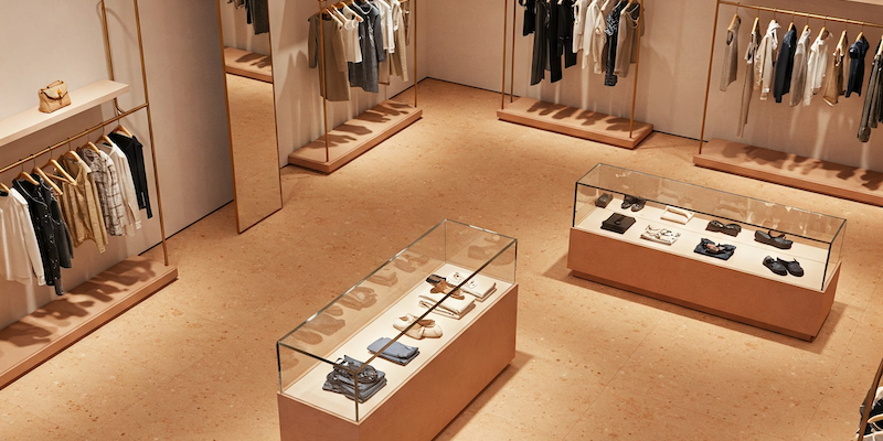 Microcement flooring in a boutique retail space
