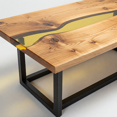 Maple coffee table with amber resin inlay